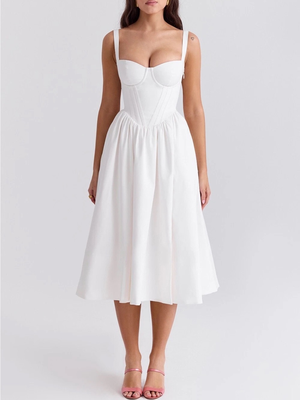 House of CB Kelly White Corset Midi Dress